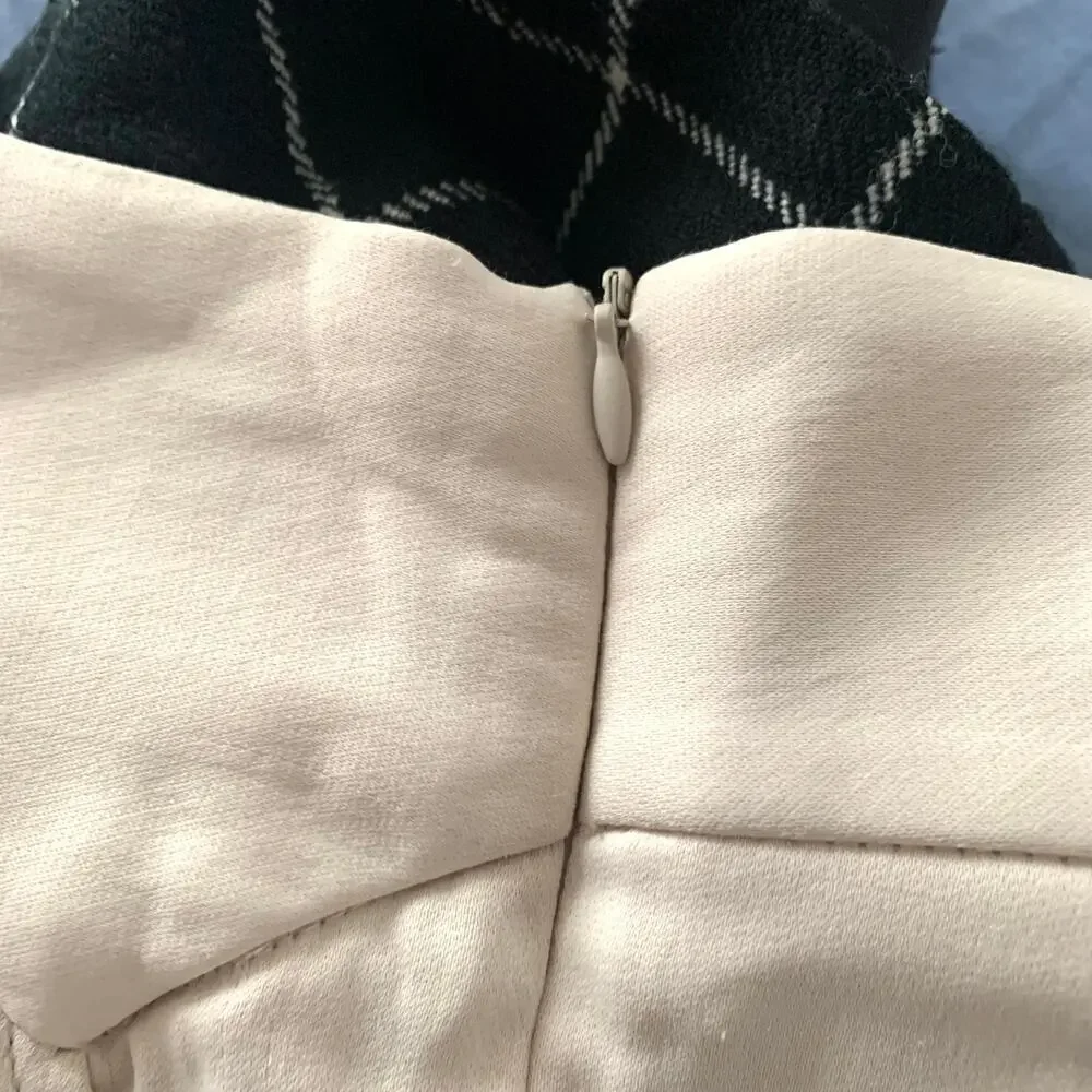 Zara Full Length Trousers with Cutout Opening in Ecru Off White